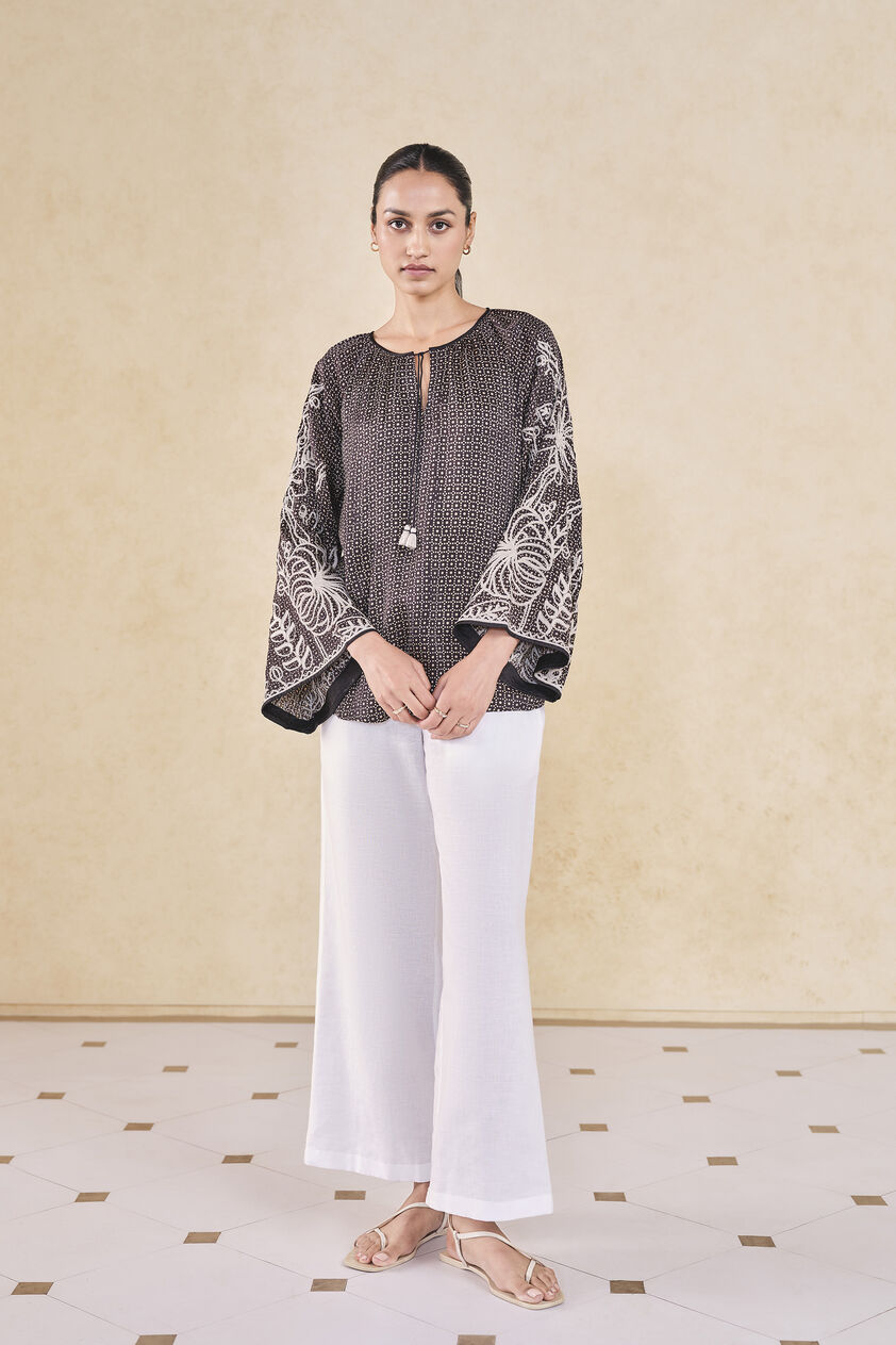 Terrain Handcrafted Ajrakh Top - Black, Black, image 1